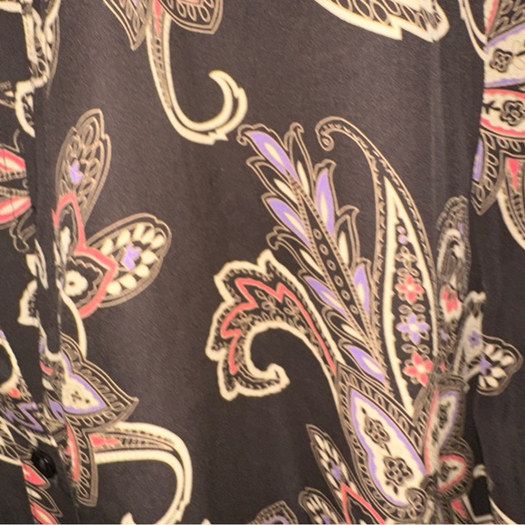 Grace Dane Lewis Long Sleeve Button Up Blouse Floral Paisley 100% Silk 20W - Picture 2 of 4
